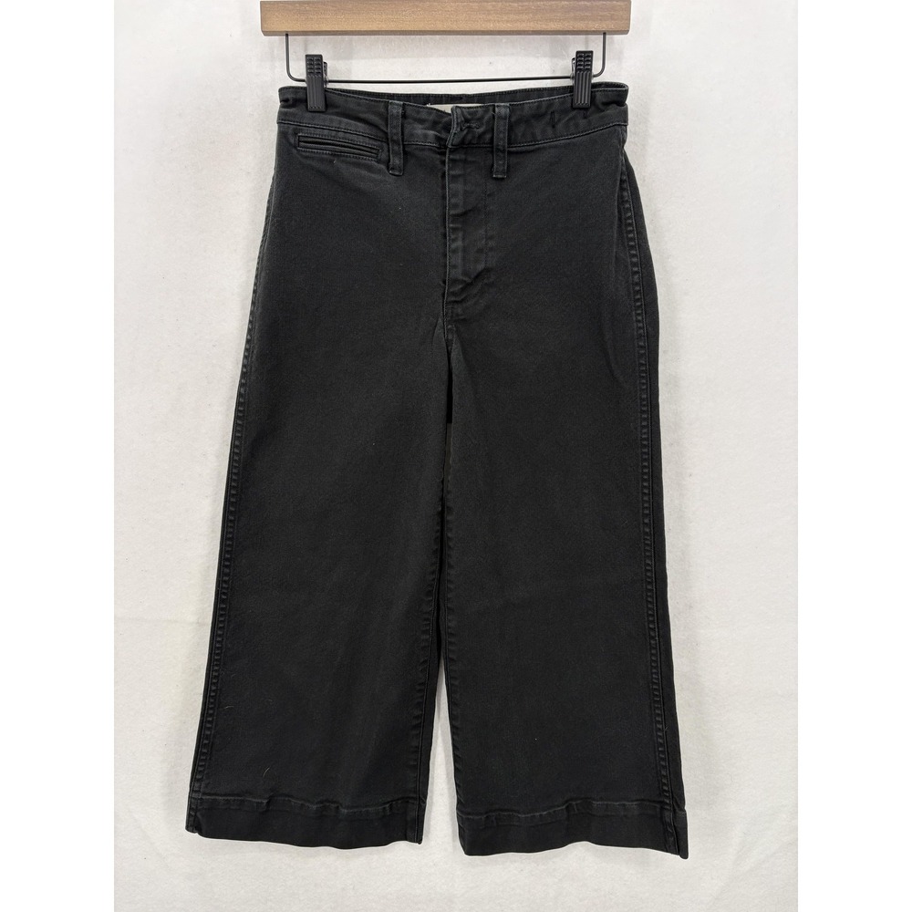 Madewell Emmett Wide-Leg Crop Pants Womens 25P Black High Rise Wide Leg Stretch